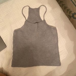 Grey knitted crop top